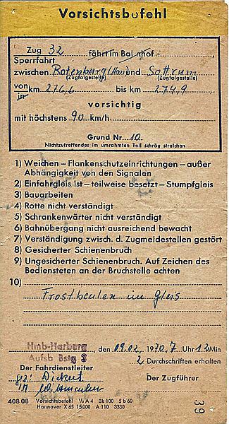 Foto:: Vorsichtsbefehl / Rotenburg (Han) - Sottrum / 09.02.1970 (Foto,Fotos,Bilder,Bild,)
