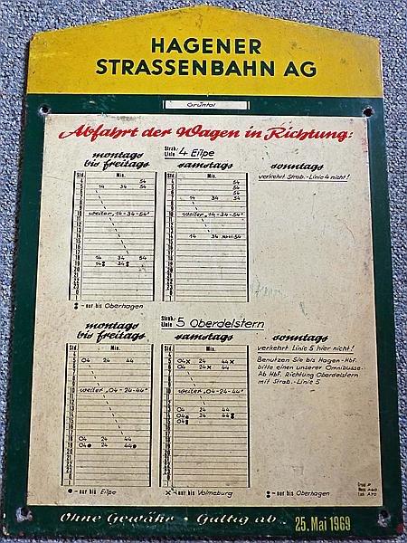 Foto:: Haltestellenschild Linie 4 und 5 / Hagen / 25.05.1969 (Foto,Fotos,Bilder,Bild,)