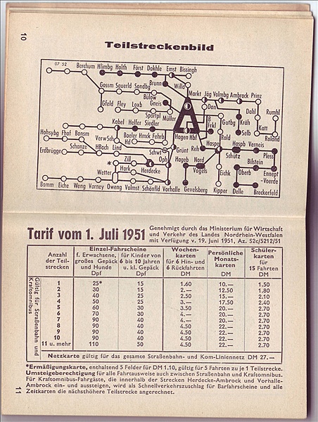 Foto:: Fahrplan Hagener Strassenbahn 1953 / Hagen / 17.05.1953 (Foto,Fotos,Bilder,Bild,)