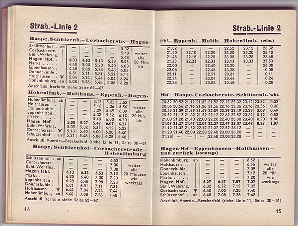 Foto:: Fahrplan Hagener Strassenbahn 1953 / Hagen / 17.05.1953 (Foto,Fotos,Bilder,Bild,)