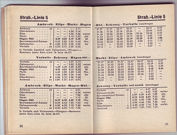 Foto:: Fahrplan Hagener Strassenbahn 1953 / Hagen / 17.05.1953 (Foto,Fotos,Bilder,Bild,)