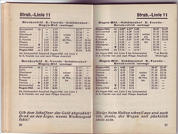Foto:: Fahrplan Hagener Strassenbahn 1953 / Hagen / 17.05.1953 (Foto,Fotos,Bilder,Bild,)