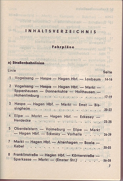 Foto:: Fahrplan Hagener Strassenbahn 1966 / Hagen / 06.11.1966 (Foto,Fotos,Bilder,Bild,)