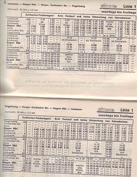 Foto:: Fahrplan Hagener Strassenbahn 1966 / Hagen / 06.11.1966 (Foto,Fotos,Bilder,Bild,)