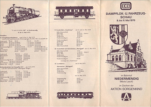 Foto:: Faltblatt Vorderseite vom Bahnhofsfest Mendig / 08.05.1975 (Foto,Fotos,Bilder,Bild,)