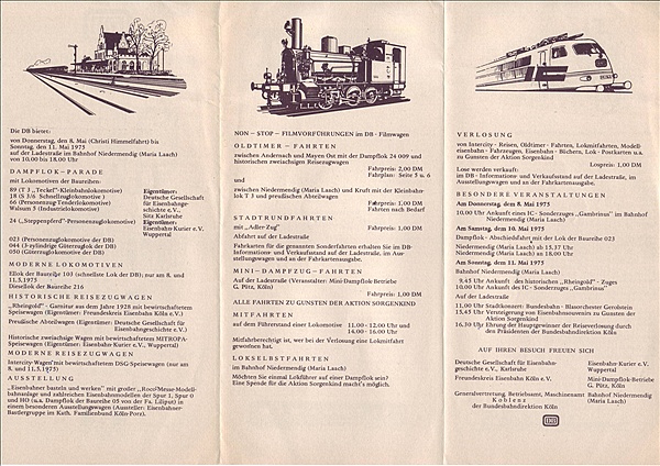 Foto:: Faltblatt Rueckseite vom Bahnhofsfest Mendig / 08.05.1975 (Foto,Fotos,Bilder,Bild,)