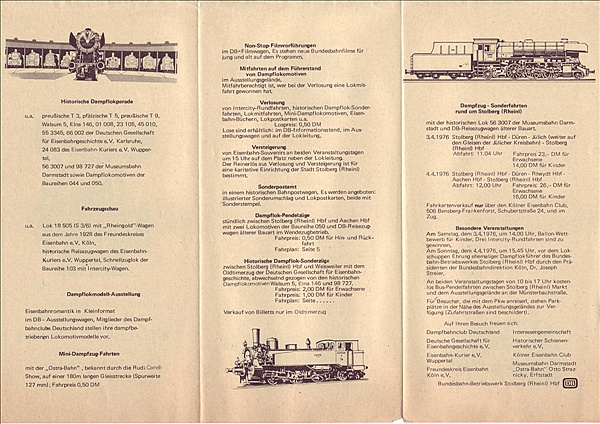 Foto:: Faltblatt mit Programm zur Dampfabschiedsveranstaltung in Stolberg / 04.04.1976 (Foto,Fotos,Bilder,Bild,)