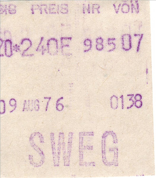 Foto:: SWEG Fahrkarten 09.08.1976 (Foto,Fotos,Bilder,Bild,)