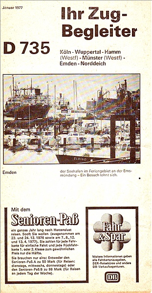 Foto:: Zugbegleiter D 735 Seite 1 / 04.01.1977 (Foto,Fotos,Bilder,Bild,)