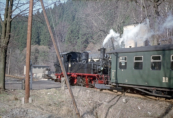 Foto:: DR 99 1585-1 / Joehstadt - Wolkenstein / 10.04.1979 (Foto,Fotos,Bilder,Bild,)