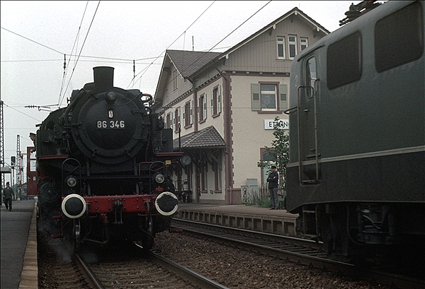 Foto:: DB 86 346 + DB 141 / Ettlingen West / 29.09.1979 (Foto,Fotos,Bilder,Bild,)
