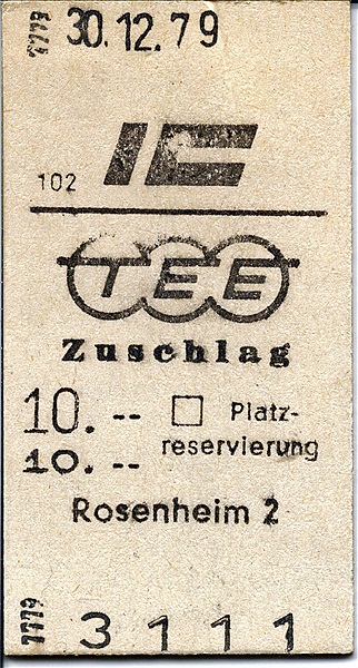 Foto:: IC-/TEE-Zuschlag / Rosenheim / 30.12.1979 (Foto,Fotos,Bilder,Bild,)