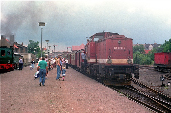 Foto:: DR 199 870-7 / Nordhausen / 04.07.1992 (Foto,Fotos,Bilder,Bild,)