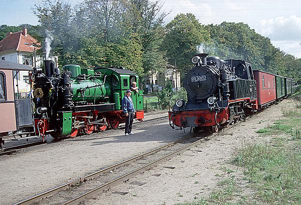 Foto:: DR 99 4632-8 - RueKB 52 + DR 99 4802-7 / Binz / 20.09.1997 (Foto,Fotos,Bilder,Bild,)