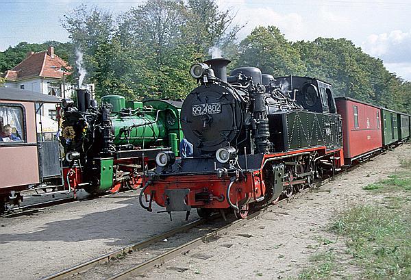 Foto:: DR 99 4632-8 - RueKB 52 + DR 99 4802-7 / Binz / 20.09.1997 (Foto,Fotos,Bilder,Bild,)