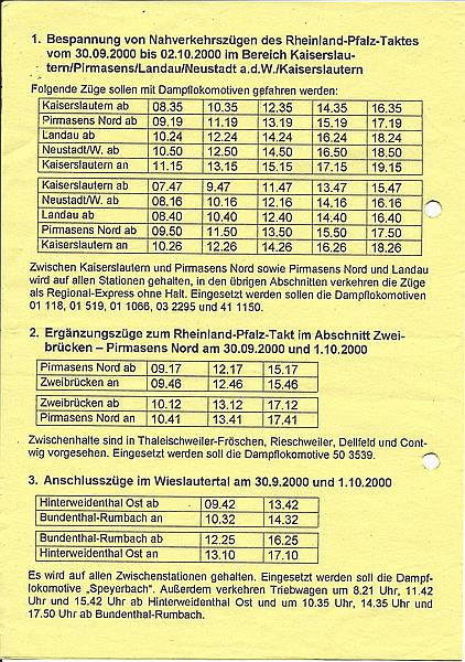 Foto:: Infoblatt Plandampf / Pfalz / 30.09.2000 (Foto,Fotos,Bilder,Bild,)