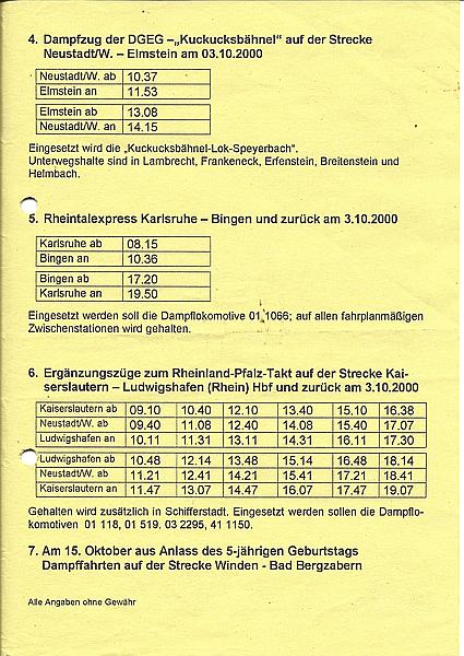 Foto:: Infoblatt Plandampf / Pfalz / 30.09.2000 (Foto,Fotos,Bilder,Bild,)