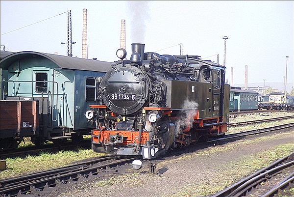 Foto:: DR 99 1734-5 / Freital-Hainsberg / 20.10.2001 (Foto,Fotos,Bilder,Bild,)
