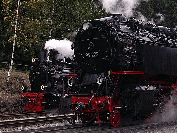 Foto:: DR 99 6101 + DR 99 222 / Schierke / 11.10.2003 (Foto,Fotos,Bilder,Bild,)