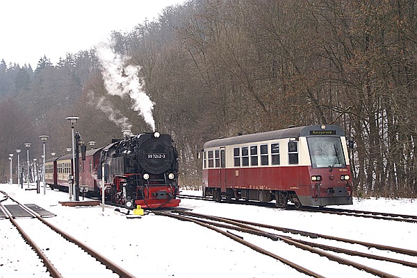 Foto:: DR 99 7242-3 + DR 187 018-7/ Alexisbad / 17.01.2009 (Foto,Fotos,Bilder,Bild,)
