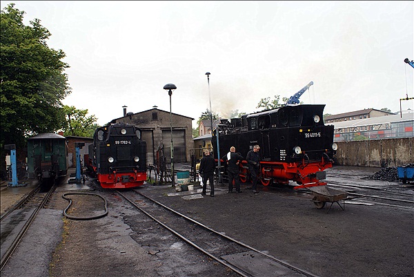 Foto:: DR 99 4011-5 + DR 99 1782-4 / Putbus / 07.06.2009 (Foto,Fotos,Bilder,Bild,)