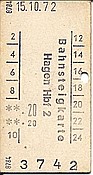 Foto SP_0072_10001_bstk: Bahnsteigkarte / Hagen Hbf / 15.10.1972