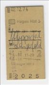 Foto SP_0906_00017fk: Fahrkarte / Hagen - Wuppertal-Langerfeld / 02.12.1974