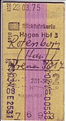 Foto SP_0916_00024_fk: Rueckfahrkarte / Hagen - Rotenburg (Han) / 23.03.1975