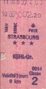 ID: 209: SNCF Fahrkarte Strasbourg - Kehl / 11.08.1976