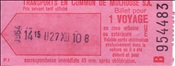 Foto SP_1087_00000_00: Busfahrkarte / Mulhouse / 27.12.1977