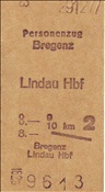 ID: 209: Fahrkarte Bregenz - Lindau Hbf / 29.12.1977