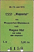 Foto SP_1122_00017_fk: Fahrkarte TEE Wuppertal / Hagen / 09.06.1979